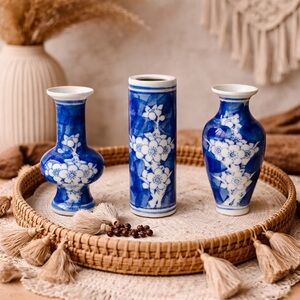 Japanese Chinese Apple Cherry Blossom Mini Bud Vases‎ Set of 3